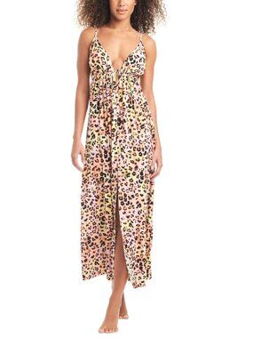 Bar III Animal Print Swim Cover-Up Dress Multi Size S